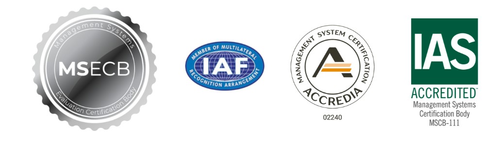 MSECB, IAF, ACCREDIA and IAS accreditation marks